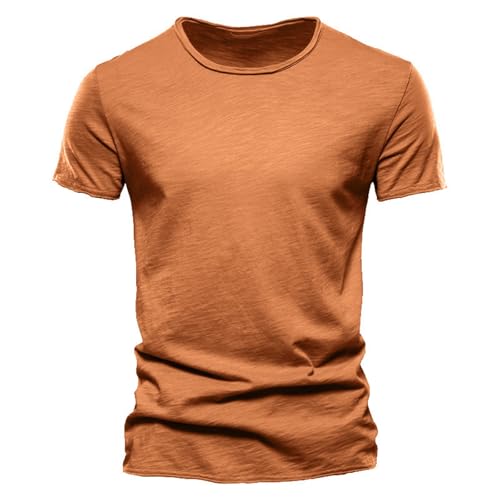 T-shirt en coton premium pour homme col rond coupe classique manches courtes haut de gamme