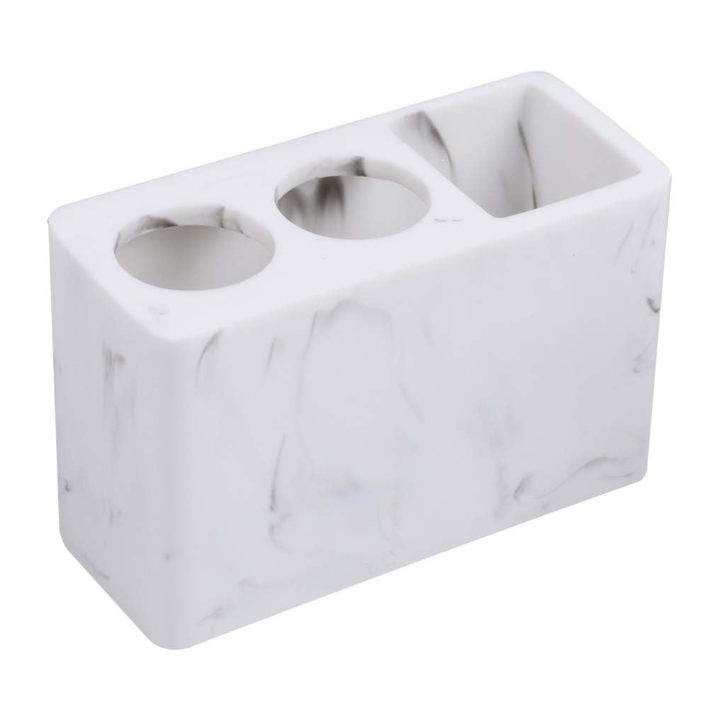 Soporte De Resina para Cepillos De Dientes, Dispensador De Pasta De Dientes Eléctrica con 3 Ranuras De Mármol, Organizador De Cepillos De Maquillaje,White