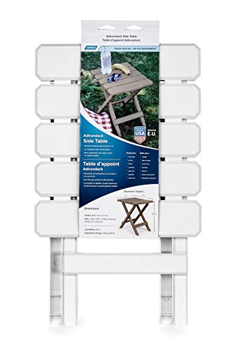 Image of Camco Adirondack Style Folding Plastic Large Table with Footrest Design and Easy to Setup Construction for Indoor or Outdoor Use, White