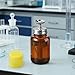 4Oz / 120ml Glass Dispensing Bottles with Copper Core for Acetone/PFA/LDPE, One-Touch Liquid Dispenser Pump with Cover for Chemical & Industrial Liquids, Refillable Sample Tincture Containers, Amber