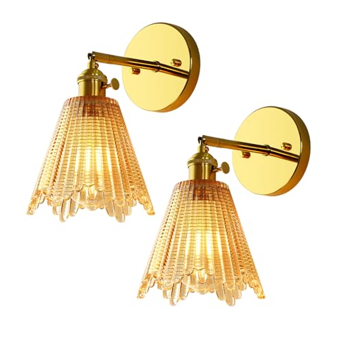Juego de 2 candelabros modernos de pared con pantalla de vidrio esmerilado, luces de pared para interiores, apliques de baño de metal, decoración de pared para dormitorio.