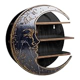 Generisch Estantería esquinera con luna, madera, 25 x 25 x 7,5 cm, cristal lunar, estante colgante de madera, decorativo para cristales, plantas pequeñas, decoración del hogar y colecciones personales