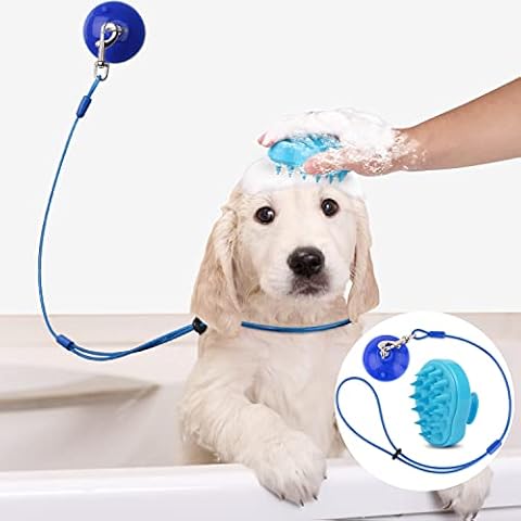 Petbobi Dog Bath Tether with Heavy Suction Cup + Adjustable Dog Grooming Leash + Soft Bath Brush, Dog Bathing Leash for Restraint Pets During Shower and Grooming Cover