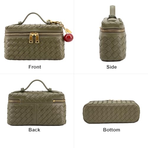 Image of Small Woven Box Crossbody Bags for Women Mini Top Handle Clutch Purse