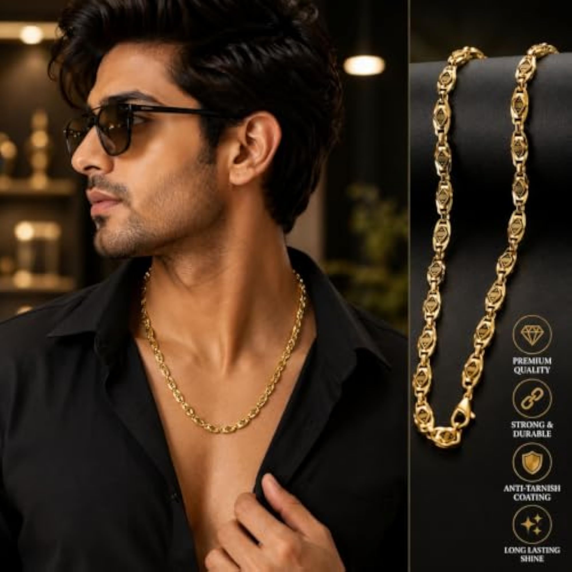 Men's Premium Gold Plated Designer Link Chain Necklace