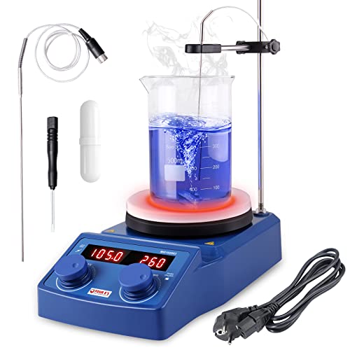 PRECIPETTE Agitador Magnético Calefactora Digital 100-1500rpm 5L 280°C Agitador Magnetico con Placa Calefactora Agitadores de Laboratorio Mezcladores Agitadores