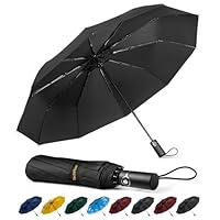 TechRise Umbrella Compact Windproof Travel Umbrellas: Easy Auto Open Close, Strong Fiberglass Frame, Durable Folding Lightweight Portable Automatic Backpack Umbrella for Men and Women, 10 Ribs