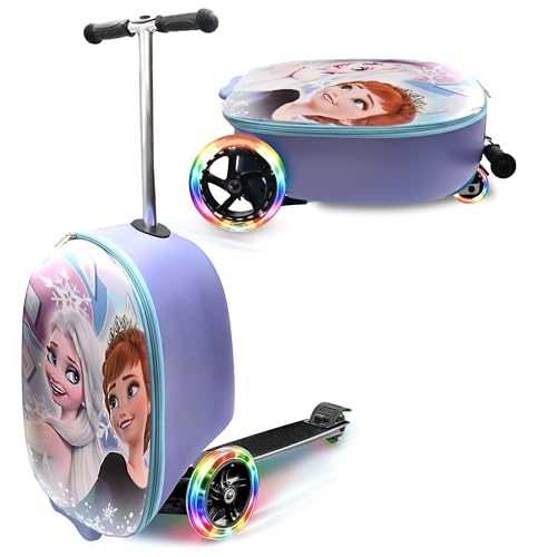 Disney Trottinette princesse La Reine des Neiges pour enfants – Bagage pour filles avec roues lumineuses, facile à diriger et pliable pour tout-petits,...