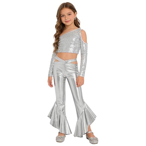 Pantalons danse métalliques pour filles dPois brillants et souples