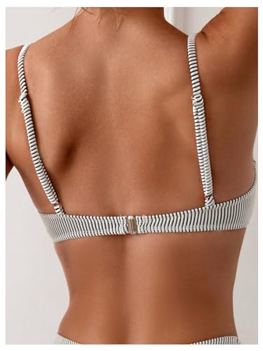 SweatyRocks Women's 2 Piece Bikini Set Striped Print Spaghetti Strap Push Up Swimsuit4