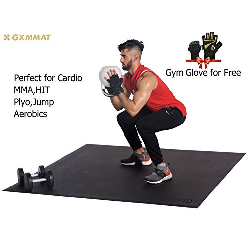 Gxmmat Large Exercise Mat 6'X6'X7Mm, Workout Mats For Home Gym Flooring, Extra Wide And Thick Durable Cardio Mat, High Density Non Slip Fitness Mat For Plyo, Mma, Jump Rope, Stretch, Shoe Friendly #TOP1