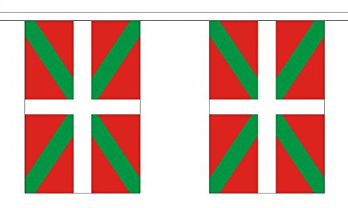 Flagtex Basque Fabric Bunting – 9m with 30 Flags – Indoor & Outdoor Decoration – String Flags Banners Basque Country Spain France Regional