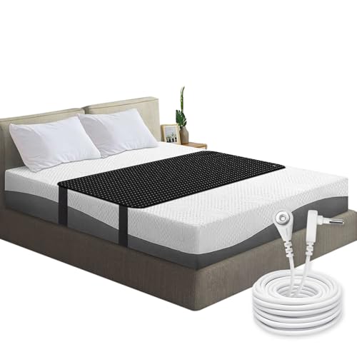 MIUQAOKL Grounding Mat for Bed King with 15Ft Cord, 27x78 Inch Breathable PU Leather Earth Connected Mat for Better Sleep