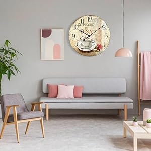 HQF Rustic Wall Clock 24 inch Wall Clocks Italian Retro Style Timepieces Clock Silent Movement Large Number Reading Farmhouse Clock for Living Room Bedroom Kitchen Decor Coffee Torre di Pisa