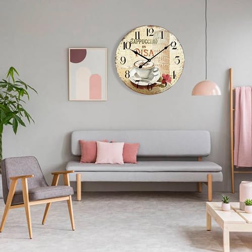 HQF-Rustic-Wall-Clock-24-inch-Wall-Clocks-Italian-Retro-Style-Timepieces-Clock-Silent-Movement-Large-Number-Reading-Farmhouse-Clock-for-Living-Room-Bedroom-Kitchen-Decor-Coffee-Torre-di-Pisa HQF Rustic Wall Clock 24 inch Wall Clocks Italian Retro Style Timepieces Clock Silent Movement Large Number Reading Farmhouse Clock for Living Room Bedroom Kitchen Decor Coffee Torre di Pisa