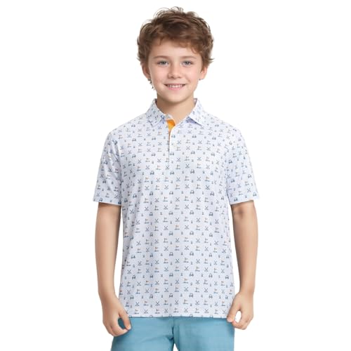 M MAELREG Boys Polo Shirt Short Sleeve Performance Dry Fit Stretch Funny Print Active Casual Collared Golf Shirts for Boy2