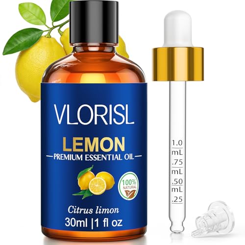 VLORISL Aceite Esencial de Limon 30 ml aroma citrico fresco intenso para difusor humidificador compatible velas aromaticas jabones DIY hogar cocina aseo ambiente limpio claro activo energia