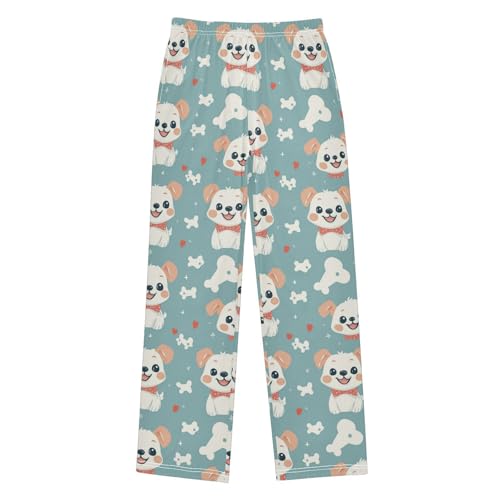 Pajama Bottoms, Cute Pet Puppy Pattern Pajamas Pant Lounge Wear Sleep Long Pants Casual Sleepwear Pjs
