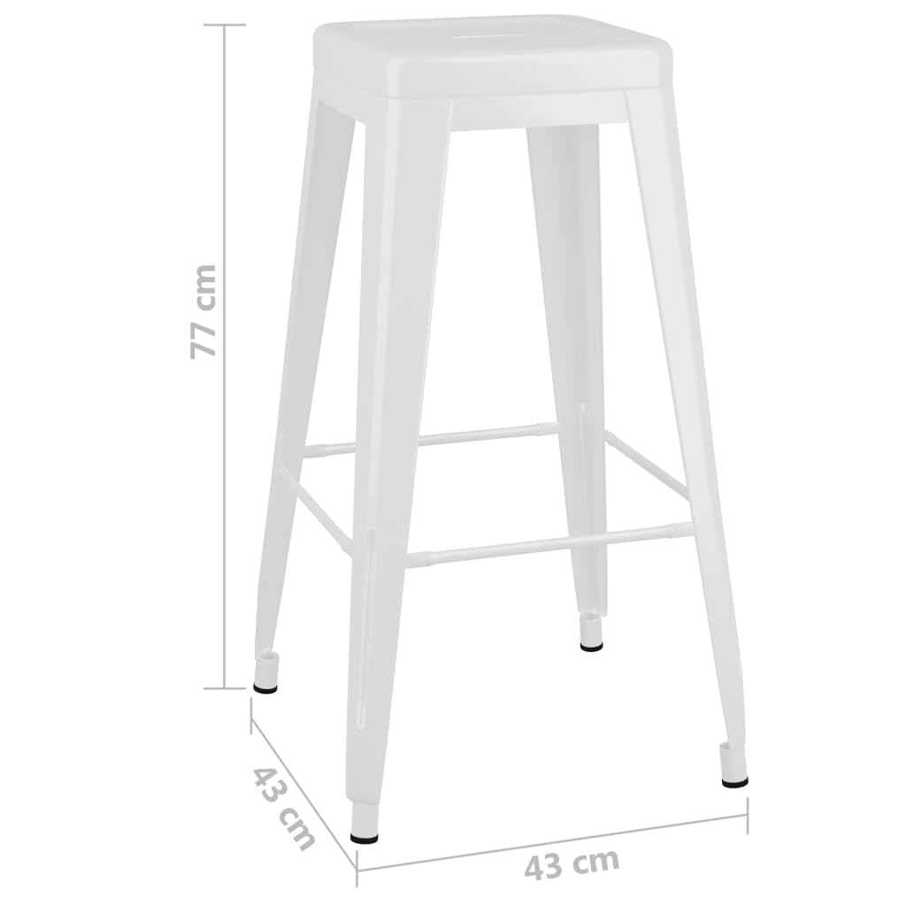 Juego de 5 barras blancas con mesa de comedor y taburetes de metal apilables para cocinas modernas, salón o gastronomía, ahorra espacio, extensible, resistente, fácil de limpiar