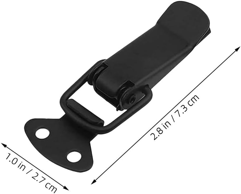 ULTECHNOVO 4Pcs Small Toggle Latch, 2.8" Spring Loaded Catch Hasp Clamp, Black Iron Hardware Clip Lock for Wooden Box, Toolbox, Case & RV Cabinet Doors