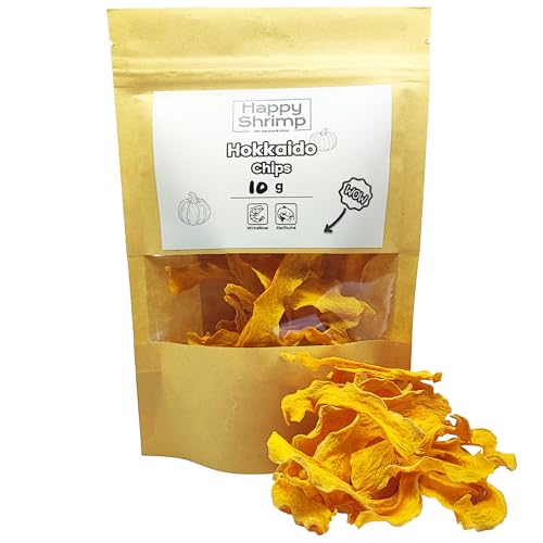 Getrocknete Hokkaido Chips 10g - Kürbis Streifen ohne Schale | Garnelenfutter, Welsfutter, Schnecken- & Krebsfutter für Aquarien und Terrarien empfohlen