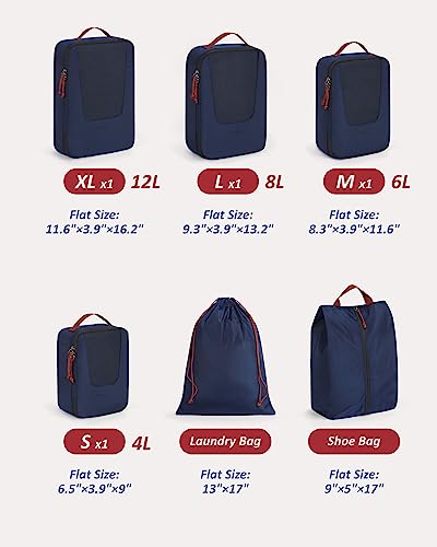 Image of BAGSMART Compression Packing Cubes for Travel, 6 /5 /4set Lightweight Packing Organizers, Summer Travel Essentials Suitcase Organizer Bags Set