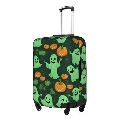 Green Ghost Horror Halloween Pumpkin 2 Tsa Approved Luggage Cover For 18-32 Inch Suitcases Scratch-Resistant Stretch Luggage Cover2