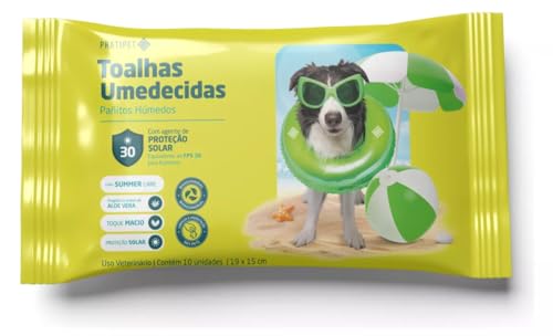 Kit Toalha Lenço Umedecido Pet 110 Unidades Higiene e Proteção Solar Cão e Gato
