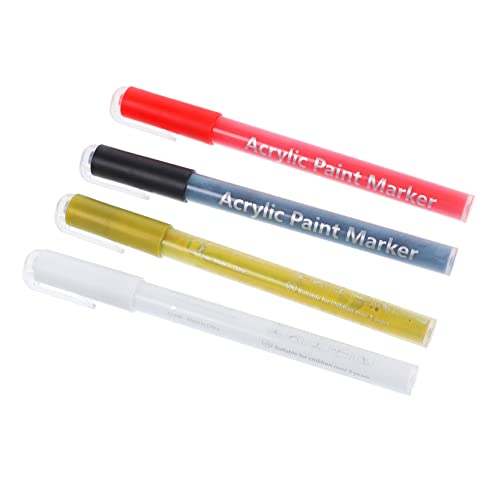 ARTSEWPLY 4 Piezas Rotuladores para Uñas Colores Blanco y Dorado Pintura Acrílica Rápida Secado Herramienta DIY para Manicura Detallada Casa y Salón Profesional