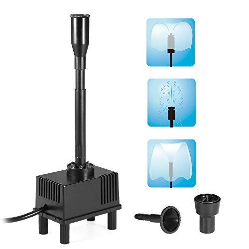 Bozony Bomba de água submersível 10W com luz LED para aquário, tanque de peixes, lago, jardim, pássa