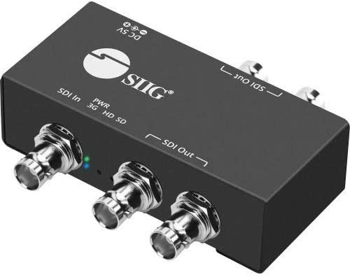 SIIG 1x4 SDI Distribution Splitter - Supports 3G-SDI, HD-SDI, SD-SDI Signals - Built-in Reclocking and Equalization - 1 Input 4 Outputs (CE-SD0A11-S1)