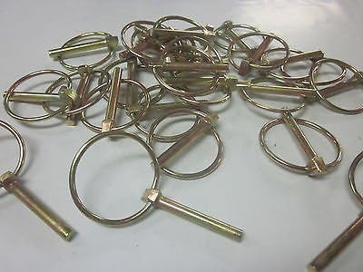 ~ 100 ~ GOLD 1/4" LYNCH PINS ATV FARM GARDEN STEEL TRACTOR TRAILER 3PT HITCH PIN
