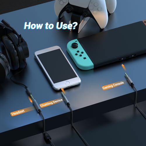 Image of Cubilux AM-2 Headset Connector Compatible with Xbox One /360 PS4 /PS5 Switch for Streaming Gameplay Audio to Phone /PC, Game Chat Mixer Cable