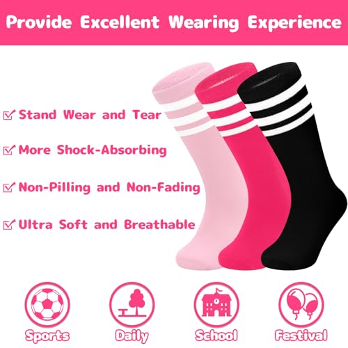 Image of Olreco 3 Pack Toddler Soccer Socks Kids Baseball Socks Boys Girls Softball Sock Youth Football Sock Athletic Accessories