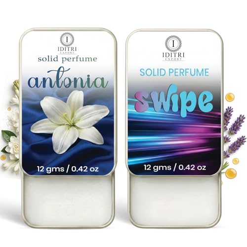 Image of Solid Perfume |Swipe&Antonia Alcohol Free Wax Perfume Balm, Long Lasting | Pocket Tin 12g, Pack Of 2| Non Greasy Smooth Glide, Travel Friendly Men And Women