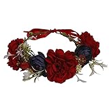 Diadema de flores ajustable para el cabello, guirnalda floral, corona con cinta para accesorios de novia, ceremonia de boda, fiesta festival (10)