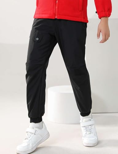 Boys Fleece Lined Joggers Kids Winter Waterproof Trousers Hiking Pants Casual Elastic Waist Bottoms2