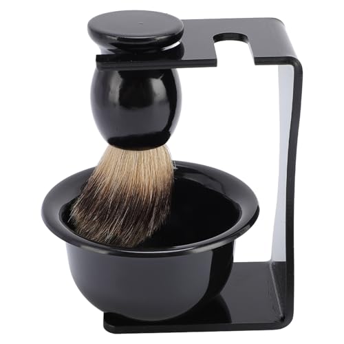 F&Y Set Pennello Barba per Uomo con Ciotola per Schiuma e Supporto, Kit Portatile per Cura della Barba per Viaggio e Uso Quotidiano