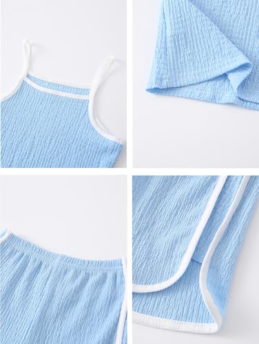 Image of Girls 8 Pieces Summer Outfits Casual Cami Tank Top and Dolphin Shorts Clothing Sets 4-8Y