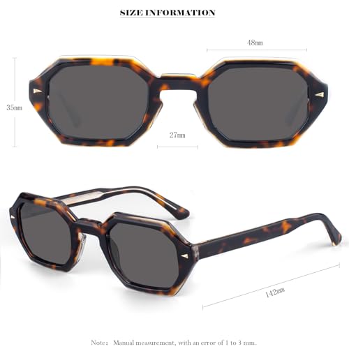 Hexagon Polarized Sunglasses for Women and Men, High Definition, Anti-Glare, UV Protection 1777S3