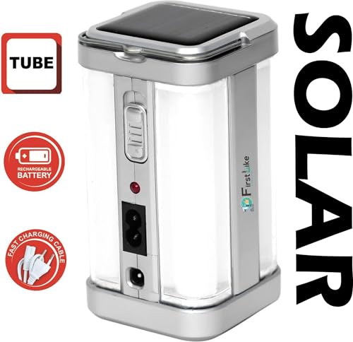 Image of Electric & Solar Rechargeable 4 Tube 80W Lantern Emergency Light | 7 Hours Backup | High Power Multi-Function Light
