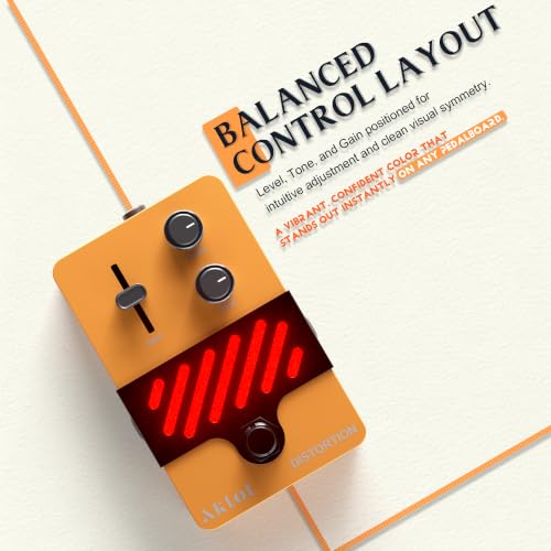 Image of AKLOT Classical Distortion Guitar Pedal: Classic Rock Distortion Pedal with DIST /LEVEL /TONE Controls, True Bypass Compact Metal Pedal for Electric Guitar, Rock, Blues, Punk, NEON Riot