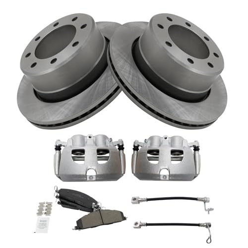 Image of TRQ Rear Brake Pad & Rotor Kit Semi-Metallic Compatible with 2014-2014 Ram 2500