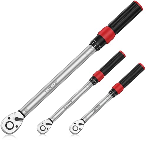 XUNTOP Torque Wrench Set – Includes 1/4(5-25Nm), 3/8(5-60Nm), 1/2(20-210Nm), ±3% Accuracy, 72-Tooth Reversible Ratchet, Torque Wrench for Car Bicycle Motorcycle Industrial Maintenance