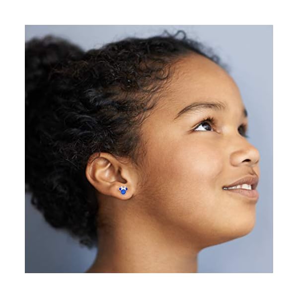 Disney Womens Minnie Mouse September Birthstone Stud Earrings - Minnie Mouse Jewelry - Faux Sapphire Earrings (September-Sapphire Crystal)