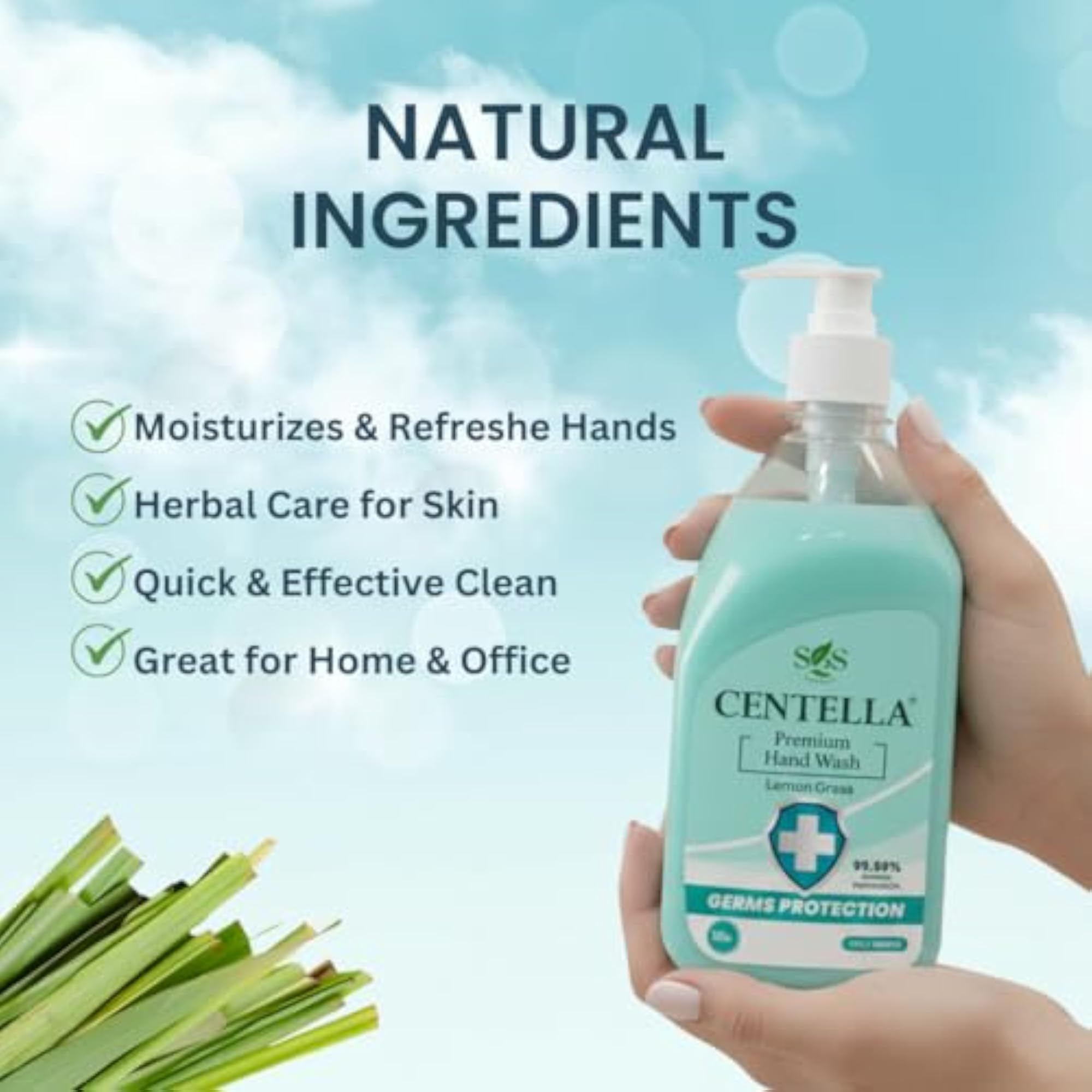 Herbal Based Hand Wash with Lemon Grass, 500ml