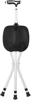 Silla de bastón combinada plegable bastón trípode taburete ajustable bastón de caminar para ancianos con luz LED silla plegable para viajes al aire libre