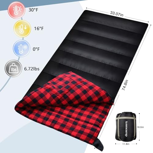 0-Degree-Sleeping-Bag-Cotton-Flannel-Winter-Cold-Weather-for-Adults-XXL-Sleeping-Bag-4-Season-Big-and-Tall-with-Pillow-Compression-Sack