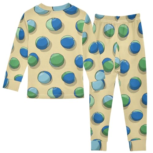 Pajama Sets Long Sleeve Beach Balls Pattern Print Soft Comfy Sleepwear 2 Piece PJS 3-8T3