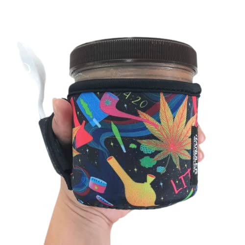 Lit Handlers Ice Cream Cooler Sleeve - Neoprene Ice Cream Pint Holder with Handle - Tear Resistant Cooler & Container - Machine Washable & Leak Proof Cup Cover for Yogurt & Frozen Desserts (420)